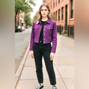 Zara Women's Vibrant Purple Jean Jacket
